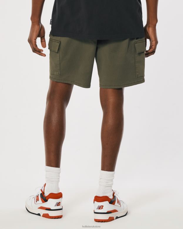 Bottoms Hollister Men Twill Cargo Jogger Shorts 7\\ 488201246 Olive